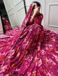 Outstanding Pink Floral Printed Georgette Festival Wear Gown