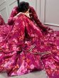 Outstanding Pink Floral Printed Georgette Festival Wear Gown