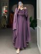 Bewitching Purple Georgette Event Wear Plain Gown With Dupatta
