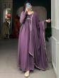 Bewitching Purple Georgette Event Wear Plain Gown With Dupatta
