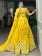 Beautiful Yellow Mirror Work Georgette Haldi Wear Lehenga Choli