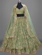 Charming Mehendi Green Embroidery Chinon Silk Wedding Lehenga Choli