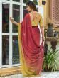 Alluring Maroon And Yellow Satin Saree With Embroidered Blouse
