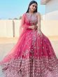 Amazing Punch Pink Zari Foil Mirror Georgette Wedding Wear Lehenga Choli