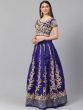 Blue & Gold-Toned Embroidered Semi-Stitched Myntra Lehenga & Unstitched Blouse with Dupatta