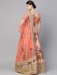 Peach-Coloured & Pink Printed Semi-Stitched Myntra Lehenga & Unstitched Blouse with Dupatta
