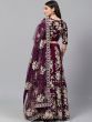 Purple & Gold-Toned Embroidered Semi-Stitched Myntra Lehenga & Unstitched Blouse with Dupatta