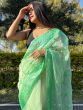 Attractive Green Sequins Embroidered Organza Party Wear Saree