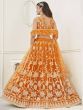 Excellent Orange Sequins Net Engagement Wear Lehenga Choli 