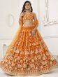 Excellent Orange Sequins Net Engagement Wear Lehenga Choli 