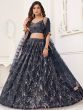 Beautiful Black Sequins Net Reception Wear Lehenga Choli With Dupatta