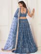 Wonderful Blue Sequins Net Bridesmaid Lehenga Choli With Dupatta