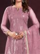 Alluring Dusty Pink Sequins Net Event Wear Salwar Kameez With Dupatta