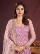 Sweet Purple Embroidered Net Event Wear Salwar Kameez With Dupatta