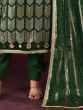 Fabulous Green Sequins Net Mehendi Wear Salwar Kameez With Dupatta