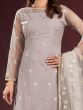 Elegant Grey Sequins Net Function Wear Salwar Kameez With Dupatta