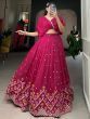 Amazing Pink Embroidered Silk Party Wear Crop Top Lehenga
