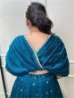 Marvelous Teal Blue Embroidered Silk Festival Wear Crop Top Lehenga