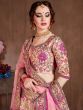 Pastel Pink Embroidered Taffeta Bridal Wear Lehenga Choli
