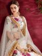 Off-White Floral Print Banglori Silk Bridal Lehenga Choli With Dupatta