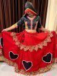 Dazzling Red & Black Gamthi Work Cotton Navratri Lehenga Choli