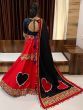 Dazzling Red & Black Gamthi Work Cotton Navratri Lehenga Choli