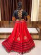 Captivate Red & Black Gamthi Work Cotton Navratri Lehenga Choli