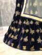 Dark Navy Blue Embroidered Velvet Partywear Lehenga Choli (Default)