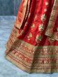 Red Embroidered Banglory Silk Bridal Lehenga Choli With Dupatta (Default)