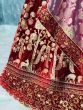 Maroon Embroidery Velvet Silk Bridal Lehenga Choli With Dupatta (Default)