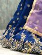 Navy Blue Embroidered Banglory Silk Designer Lehenga Choli (Default)