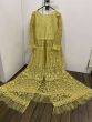 Lemon Yellow Thread Work Net Indo-Western Bridal Jacket Style Lehenga With Dupatta (Default)