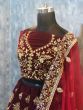 Maroon Embroidery Velvet Silk Wedding Lehenga Choli With Dupatta (Default)