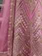 Superlative Pink Zari Embroidered Net Festival Wear Salwar Kameez
