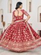 Glamorous Red Zari Embroidered Jacquard Wedding Lehenga Choli