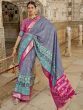 Gleaming Grey & Pink Patola Silk Wedding Wear Saree