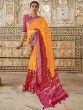 Dazzling Yellow & Pink Patola Silk Wedding Wear Saree