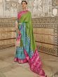 Striking Green & Blue Patola Silk Wedding Wear Saree
