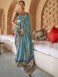 Marvelous Teal Blue Bandhani Printed Patola Silk Wedding Wear Saree 