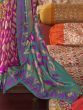 Blue & Pink Printed Patola Silk With Tassels Wedding Wear Saree