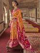 Attractive Orange & Pink Patola Printed Silk Wedding Wear Saree