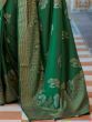 Marvelous Dark Green Foil Printed Silk Reception Wear Saree
