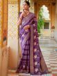 Astonishing Purple Foil Printed Festival Wear Saree With Blouse