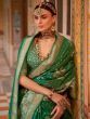 Capricious Green foil Printed Silk Festival Saree With Blouse
