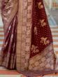 Wonderful Brown Foil Printed Silk Traditional Saree With Blouse
