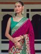 Marvelous Dark Pink Thread Embroidered Patola Saree With Blouse