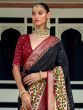 Exquisite Black Thread Embroidered Patola Saree With Blouse
