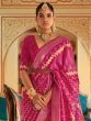 Astonishing Dark Pink Digital Printed Patola Silk Saree With Blouse