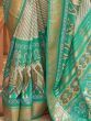 Designer Sea Green Patola Printed Silk Party Wear Saree With Blouse