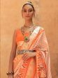 Splendid Orange Patola Printed Silk Festive Wear Saree With Blouse